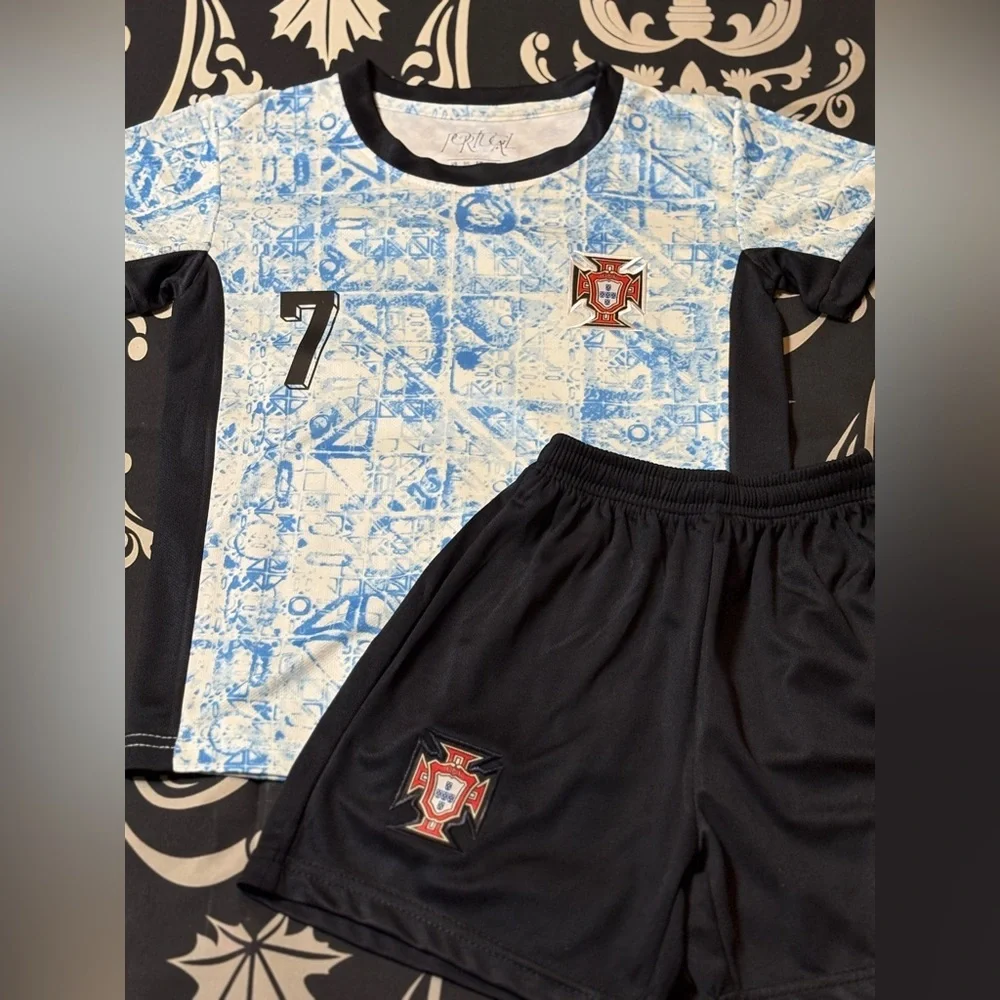 Cristiano Ronaldo Blue away Kids Size Medium youth Soccer Jersey - Ships Today - Picture 5 of 6